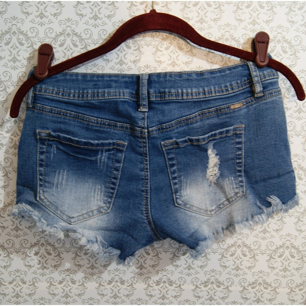 YMI Jr Sz 3 Embroidered Denim Shorts Floral Distressed High Rise Poly Cotton - Picture 6 of 11